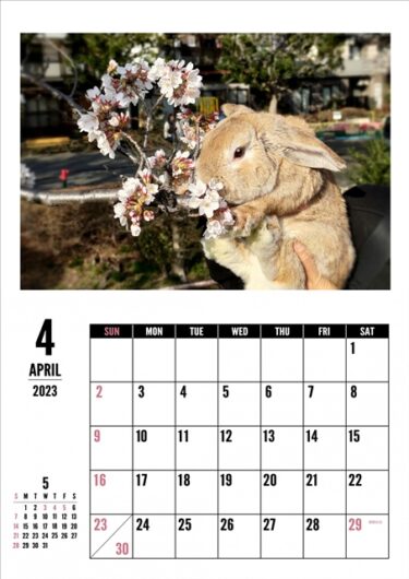 4月の自作うさカレンダー。。。